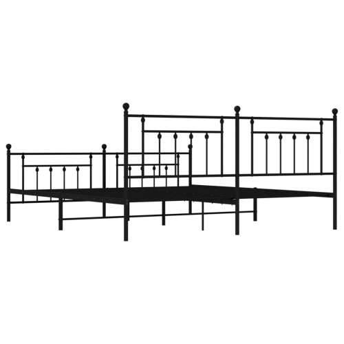 Metalni okvir kreveta uzglavlje i podnožje crni 200x200 cm - Crna 200 x 200 cm s uzglavljem i podnožjem Cijena