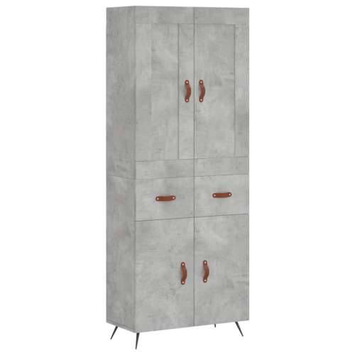 Visoka komoda siva betona 69,5x34x180 cm od konstruiranog drva - Beton siva 1 2 vrata 2 ladice Cijena