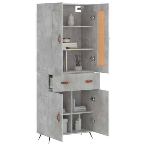 Visoka komoda siva betona 69,5x34x180 cm od konstruiranog drva - Beton siva 1 2 vrata 2 ladice Cijena