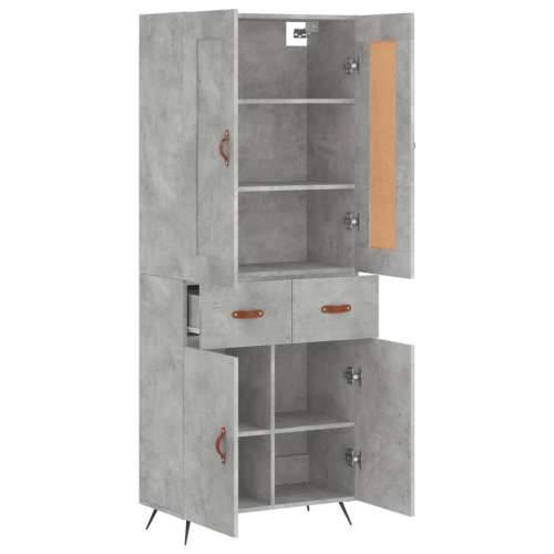 Visoka komoda siva betona 69,5x34x180 cm od konstruiranog drva - Beton siva 1 2 vrata 2 ladice Cijena