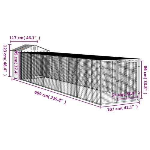 Kavez za kokoši s igralištem antracit 117x609x123 cm čelični Cijena
