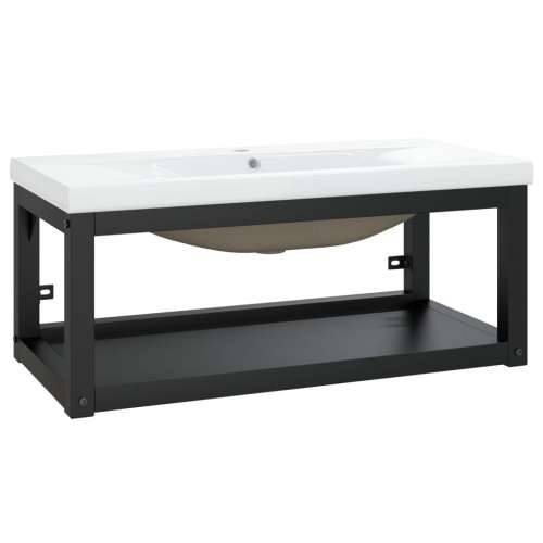 Kupaonski okvir s ugrađenim Lavabo - Umivaonikom crni željezni - Crna 79 x 38 x 31 cm 1 Cijena