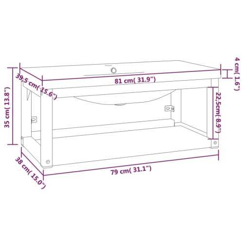 Kupaonski okvir s ugrađenim Lavabo - Umivaonikom crni željezni - Crna 79 x 38 x 31 cm 1 Cijena