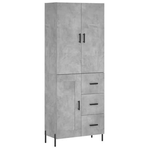 Visoka komoda siva betona 69,5x34x180 cm od konstruiranog drva - Beton siva 1 1 drvena vrata 3 ladice Cijena