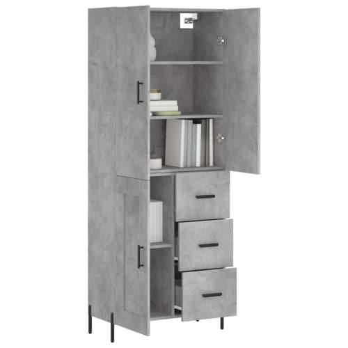 Visoka komoda siva betona 69,5x34x180 cm od konstruiranog drva - Beton siva 1 1 drvena vrata 3 ladice Cijena