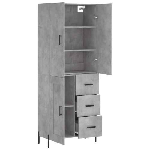 Visoka komoda siva betona 69,5x34x180 cm od konstruiranog drva - Beton siva 1 1 drvena vrata 3 ladice Cijena