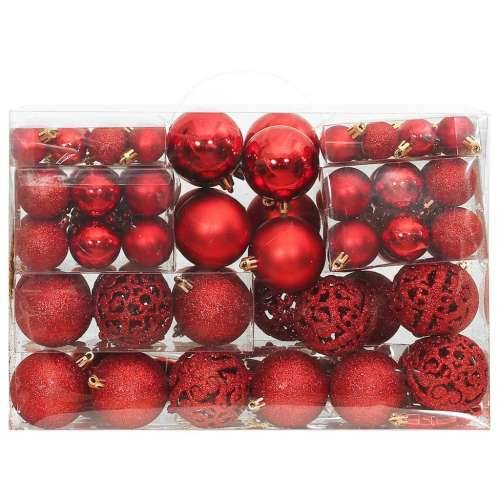 Set božićnih kuglica od 111 komada crveni od polistirena Cijena