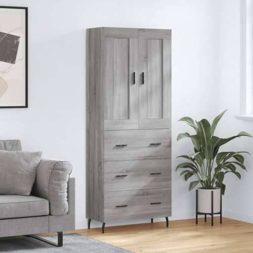 Visoka komoda siva sonome 69,5x34x180 cm od konstruiranog drva - Sivi hrast sonoma 1 3 ladice Cijena