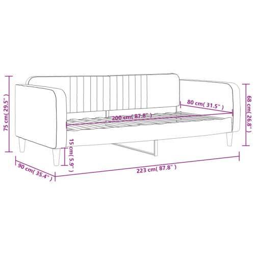 Dnevni krevet žuti 80 x 200 cm baršunasti - Žuta 80 x 200 cm bez madraca Cijena
