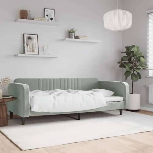 Dnevni krevet svjetlosivi 90 x 200 cm baršunasti - Svjetlosiva 90 x 200 cm bez madraca Cijena