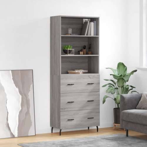 Visoka komoda siva sonome 69,5x34x180 cm od konstruiranog drva - Sivi hrast sonoma 1 3 ladice Cijena