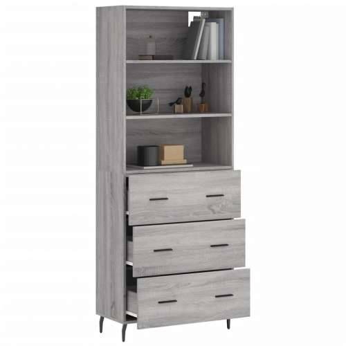 Visoka komoda siva sonome 69,5x34x180 cm od konstruiranog drva - Sivi hrast sonoma 1 3 ladice Cijena