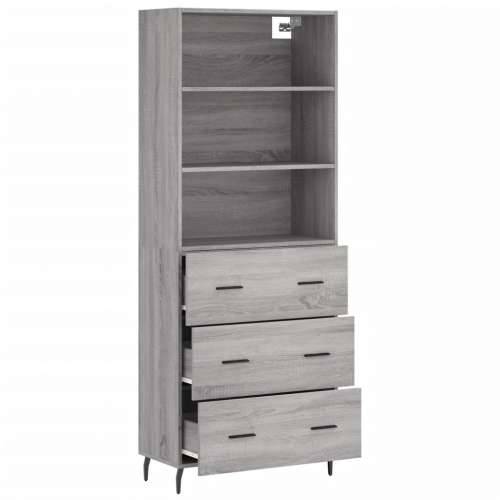 Visoka komoda siva sonome 69,5x34x180 cm od konstruiranog drva - Sivi hrast sonoma 1 3 ladice Cijena