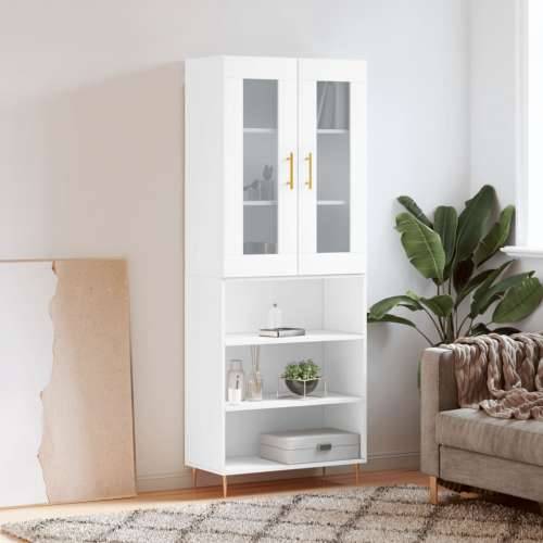 Visoka komoda bijela 69,5x34x180 cm konstruirano drvo Bijela 1 3 police Cijena