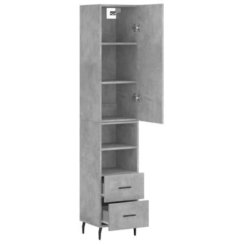Visoka komoda siva betona 34,5x34x180 cm od konstruiranog drva - Beton siva 1 2 ladice 2 police Cijena