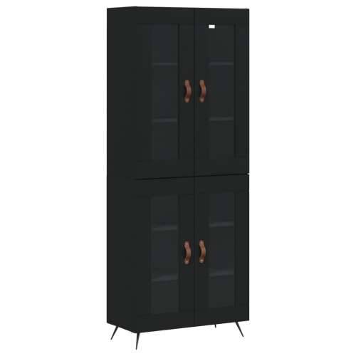 Visoka komoda crni 69,5x34x180 cm konstruirano drvo - Crna 1 2 staklena vrata Cijena