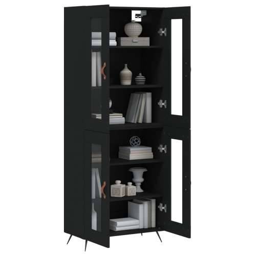 Visoka komoda crni 69,5x34x180 cm konstruirano drvo - Crna 1 2 staklena vrata Cijena