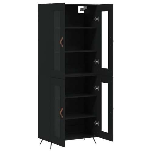 Visoka komoda crni 69,5x34x180 cm konstruirano drvo - Crna 1 2 staklena vrata Cijena