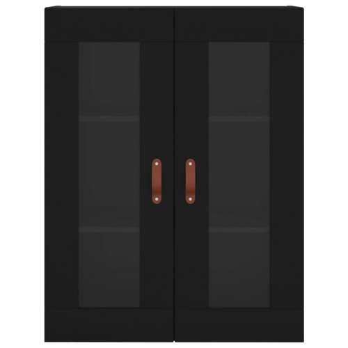 Visoka komoda crni 69,5x34x180 cm konstruirano drvo - Crna 1 2 staklena vrata Cijena