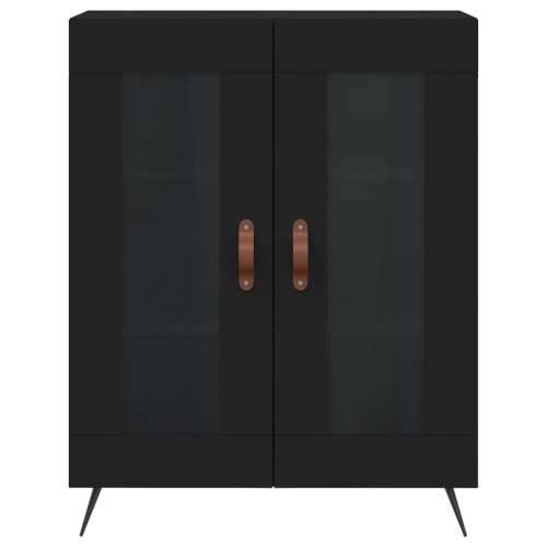Visoka komoda crni 69,5x34x180 cm konstruirano drvo - Crna 1 2 staklena vrata Cijena