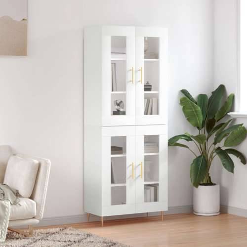 Visoka komoda bijela 69,5x34x180 cm konstruirano drvo Bijela 1 2 staklena vrata Cijena