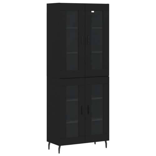 Visoka komoda crni 69,5x34x180 cm konstruirano drvo - Crna 1 2 staklena vrata Cijena