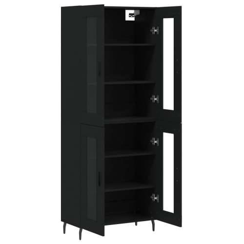 Visoka komoda crni 69,5x34x180 cm konstruirano drvo - Crna 1 2 staklena vrata Cijena