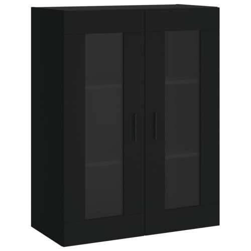 Visoka komoda crni 69,5x34x180 cm konstruirano drvo - Crna 1 2 staklena vrata Cijena