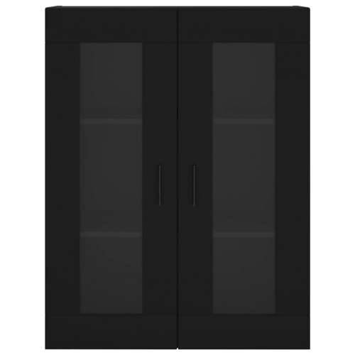 Visoka komoda crni 69,5x34x180 cm konstruirano drvo - Crna 1 2 staklena vrata Cijena