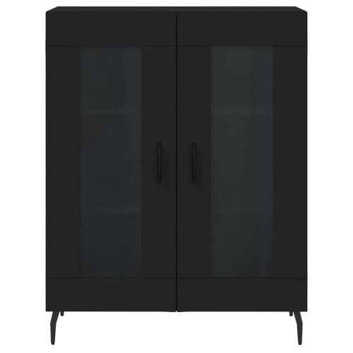 Visoka komoda crni 69,5x34x180 cm konstruirano drvo - Crna 1 2 staklena vrata Cijena