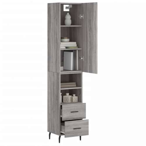 Visoka komoda siva sonome 34,5x34x180 cm od konstruiranog drva - Sivi hrast sonoma 1 2 ladice 2 police Cijena