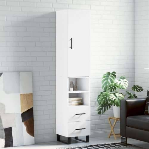 Visoka komoda bijeli 34,5x34x180 cm od konstruiranog drva - Bijela 1 2 ladice 2 police Cijena