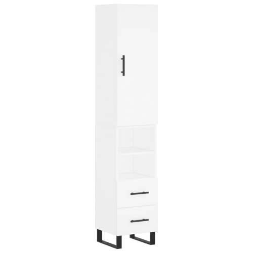 Visoka komoda bijeli 34,5x34x180 cm od konstruiranog drva - Bijela 1 2 ladice 2 police Cijena