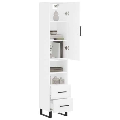 Visoka komoda bijeli 34,5x34x180 cm od konstruiranog drva - Bijela 1 2 ladice 2 police Cijena