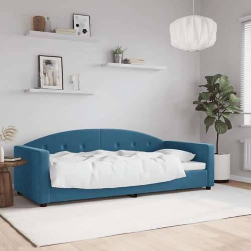 Dnevni krevet plavi 90 x 200 cm baršunasti - Plava 90 x 200 cm bez madraca Cijena