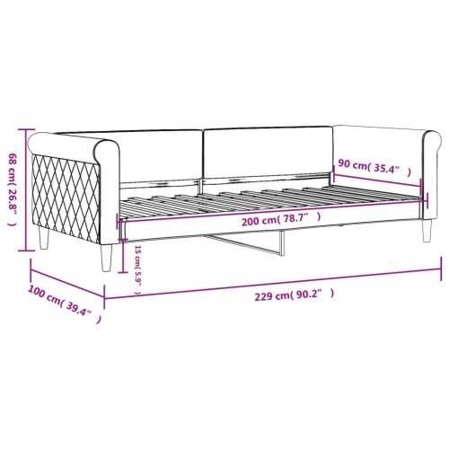 Dnevni krevet svjetlosivi 90 x 200 cm baršunasti - Svjetlosiva 90 x 200 cm bez madraca Cijena