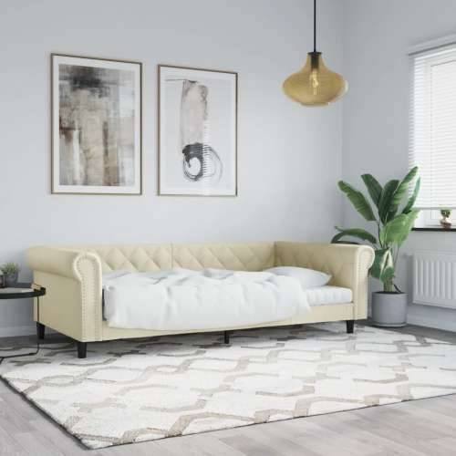 Dnevni krevet krem 100 x 200 cm od umjetne kože - Krema 100 x 200 cm bez madraca Cijena