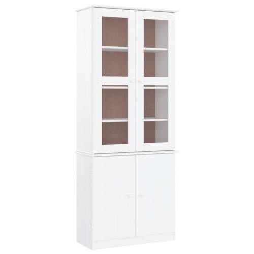 Staklena vitrina ALTA bijela 77x35x186,5 cm od masivne borovine Bijela 1 Cijena