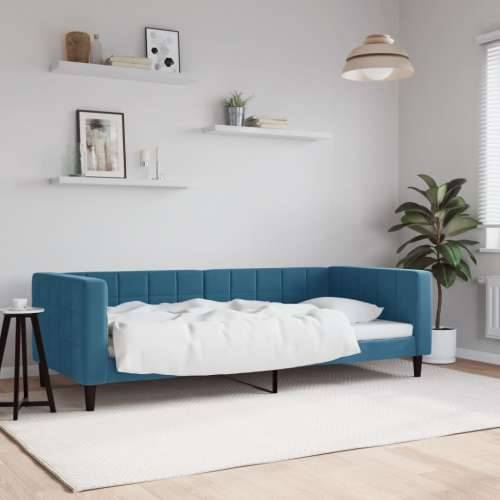 Dnevni krevet plavi 90 x 200 cm baršunasti - Plava 90 x 200 cm bez madraca Cijena