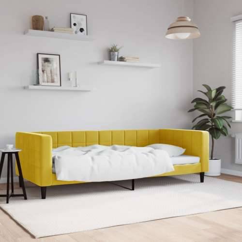 Dnevni krevet žuti 90 x 200 cm baršunasti - Žuta 90 x 200 cm bez madraca Cijena