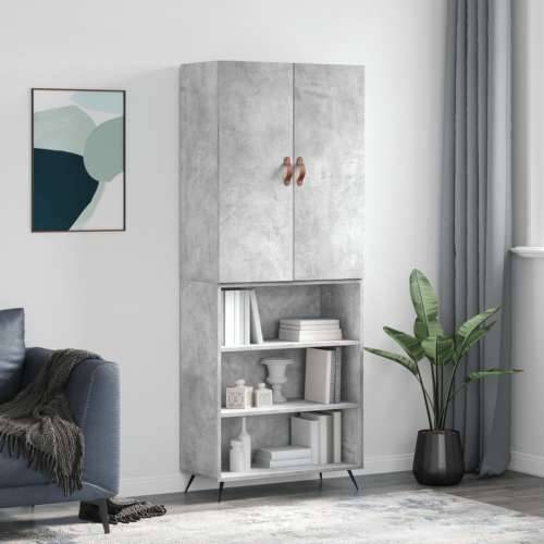 Visoka komoda siva betona 69,5x34x180 cm od konstruiranog drva - Beton siva 1 3 police Cijena