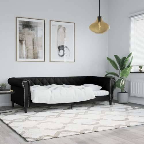 Dnevni krevet crni 90 x 190 cm od umjetne kože - Crna 90 x 190 cm bez madraca Cijena