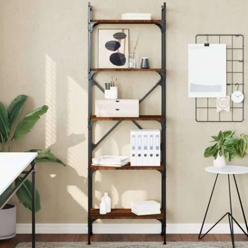 Regal za knjige 5 razina boja hrasta 56 x 31,5 x 174 cm drveni - Smeđi hrast 1 174 cm Cijena