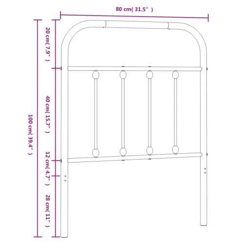 Metalno uzglavlje bijelo 75 cm - Bijela 75 cm 1 Cijena
