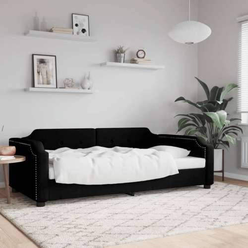 Dnevni krevet crni 100 x 200 cm od tkanine Crna 100 x 200 cm bez madraca Cijena