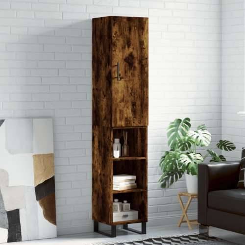 Visoka komoda dimljeni hrast 34,5x34x180cm konstruiranog drva - Dimljeni hrast 1 3 police Cijena