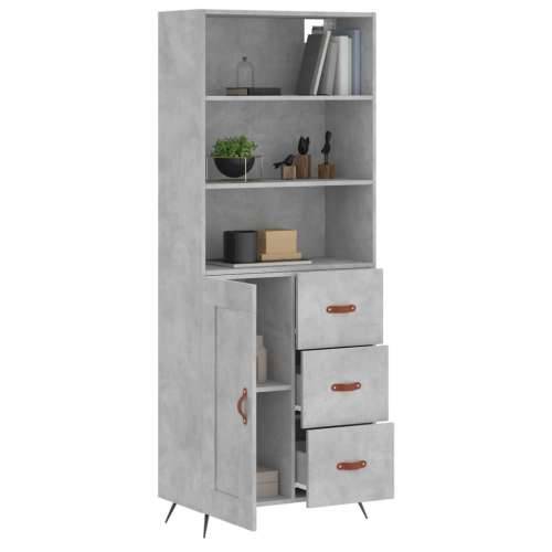 Visoka komoda siva betona 69,5x34x180 cm od konstruiranog drva - Beton siva 1 1 drvena vrata 3 ladice Cijena