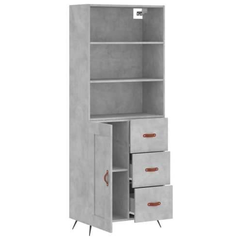 Visoka komoda siva betona 69,5x34x180 cm od konstruiranog drva - Beton siva 1 1 drvena vrata 3 ladice Cijena