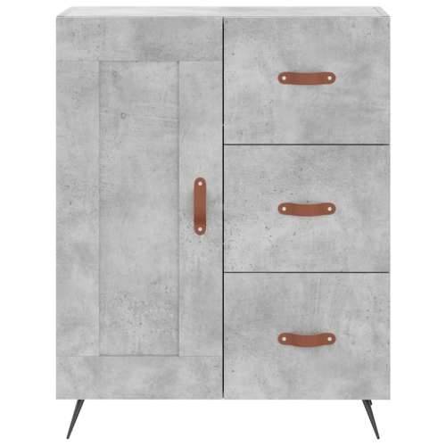 Visoka komoda siva betona 69,5x34x180 cm od konstruiranog drva - Beton siva 1 1 drvena vrata 3 ladice Cijena