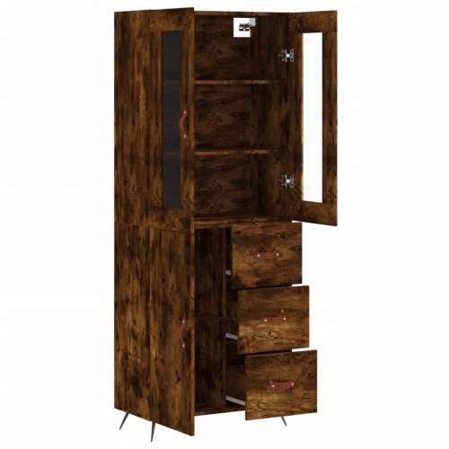 Visoka komoda dimljeni hrast 69,5x34x180 cm konstruiranog drva - Dimljeni hrast 1 1 vrata 3 ladice Cijena
